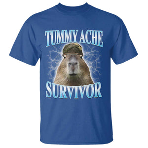 Tummy Ache Survivor T Shirt Funny Capybara Meme For Animal Lover TS12 Royal Blue Print Your Wear