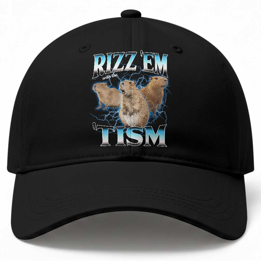 Autism Capybara Baseball Cap Funny Rizz Em With The Tism TS12 Print Your Wear