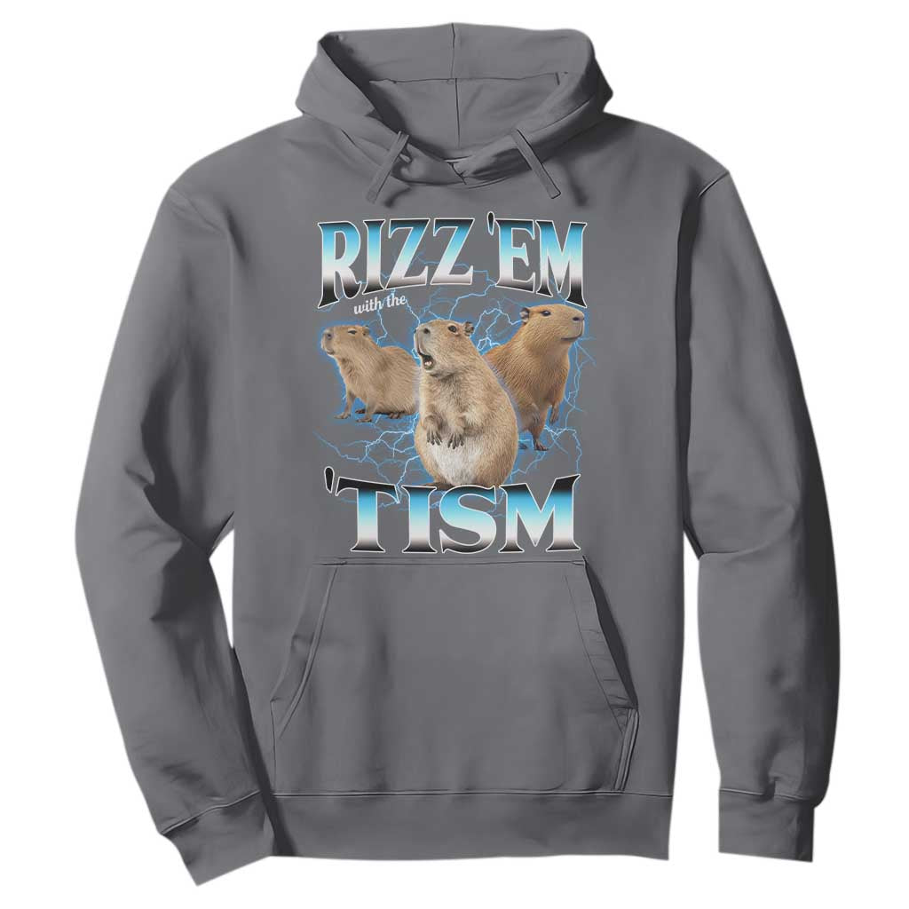 Autism Capybara Hoodie Funny Rizz Em With The Tism TS12 Charcoal Print Your Wear
