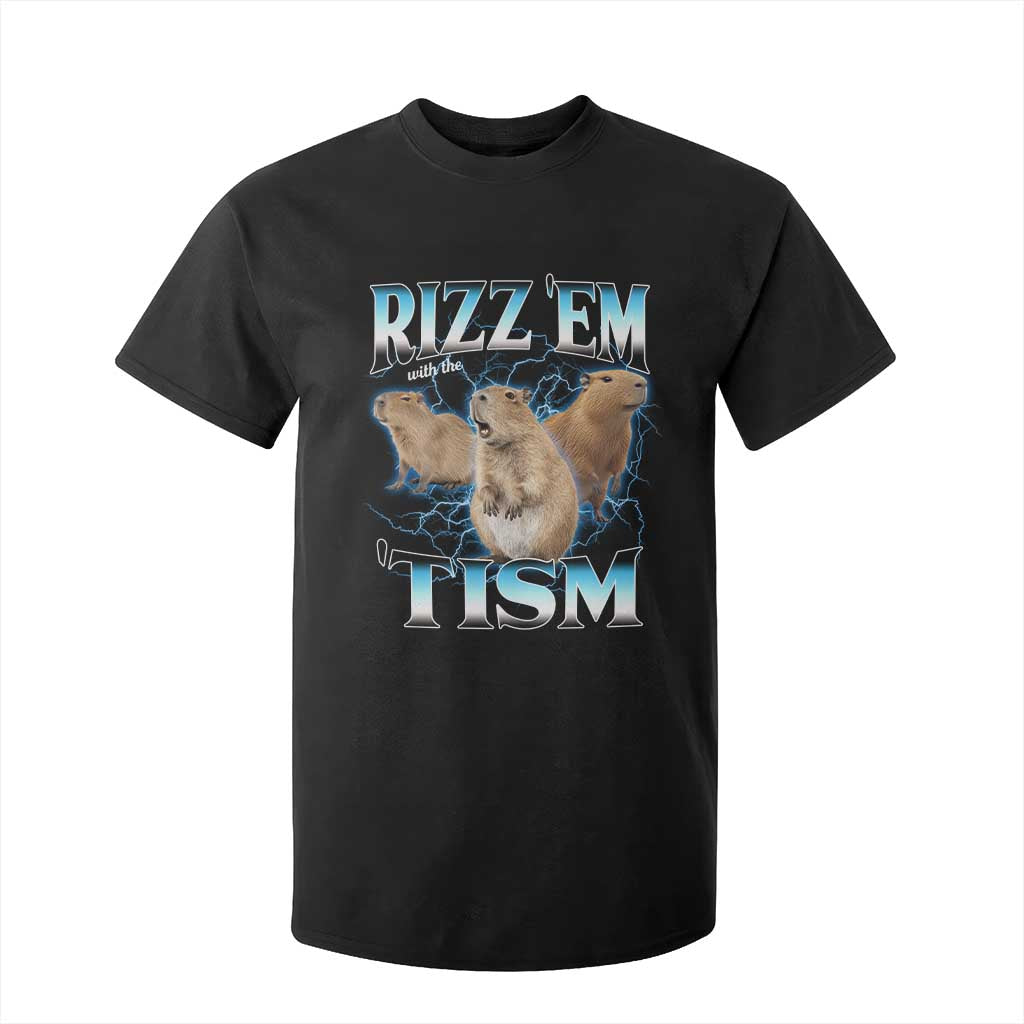 Autism Capybara T Shirt For Kid Funny Rizz Em With The Tism TS12 Black Print Your Wear