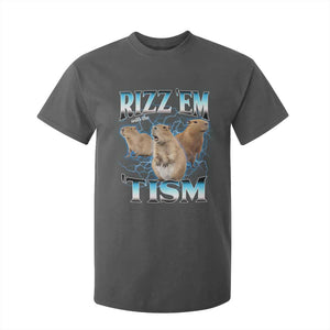 Autism Capybara T Shirt For Kid Funny Rizz Em With The Tism TS12 Dark Heather Print Your Wear