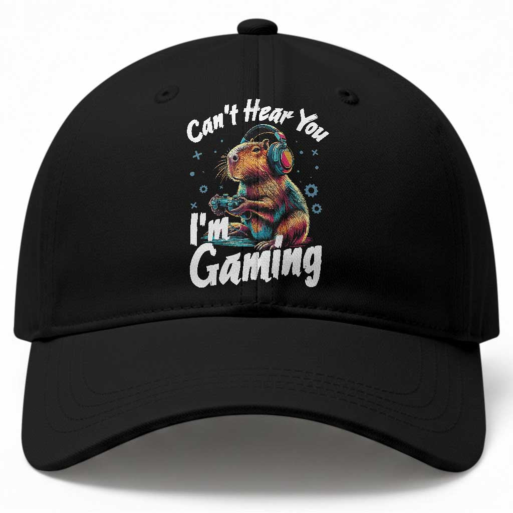 Funny Gamer Capybara Baseball Cap Can Not Hear You I Am Gaming TS12 Print Your Wear