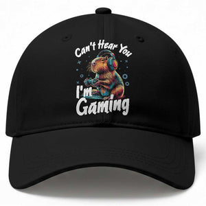 Funny Gamer Capybara Baseball Cap Can Not Hear You I Am Gaming TS12 Print Your Wear