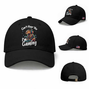 Funny Gamer Capybara Baseball Cap Can Not Hear You I Am Gaming TS12 Baseball Cap Universal Fit Black Print Your Wear