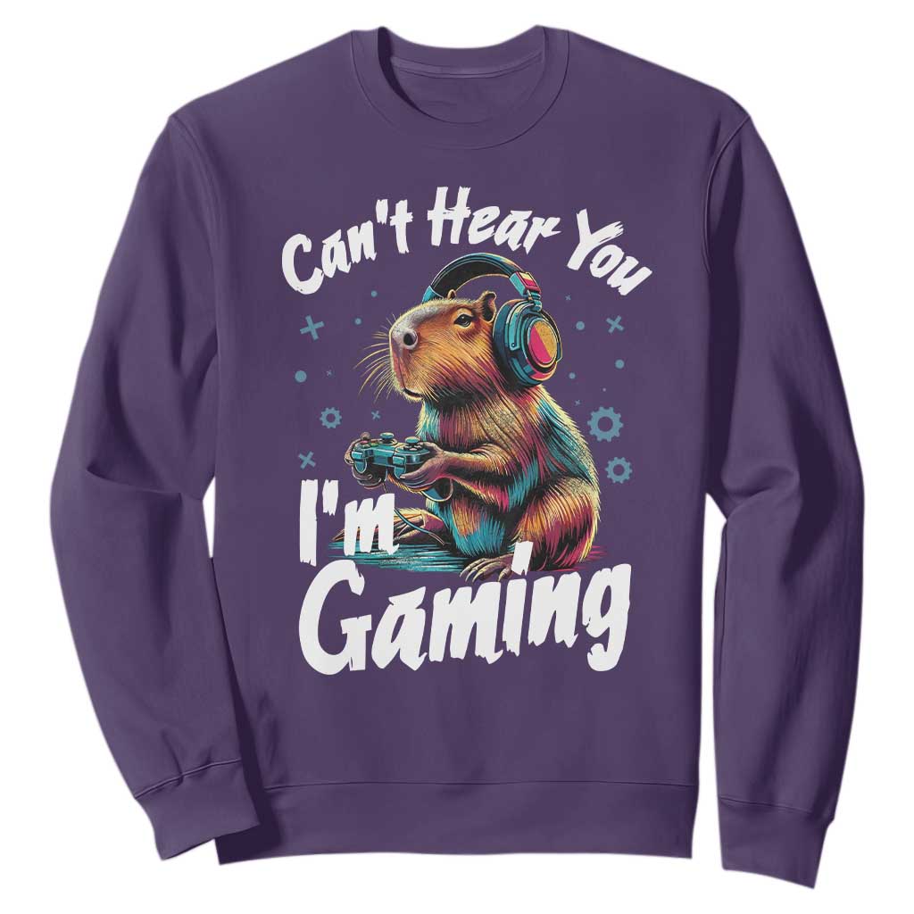 Funny Gamer Capybara Sweatshirt Can Not Hear You I Am Gaming TS12 Purple Print Your Wear