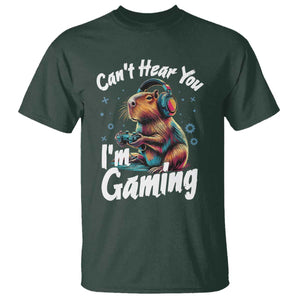 Funny Gamer Capybara T Shirt Can Not Hear You I Am Gaming TS12 Dark Forest Green Print Your Wear