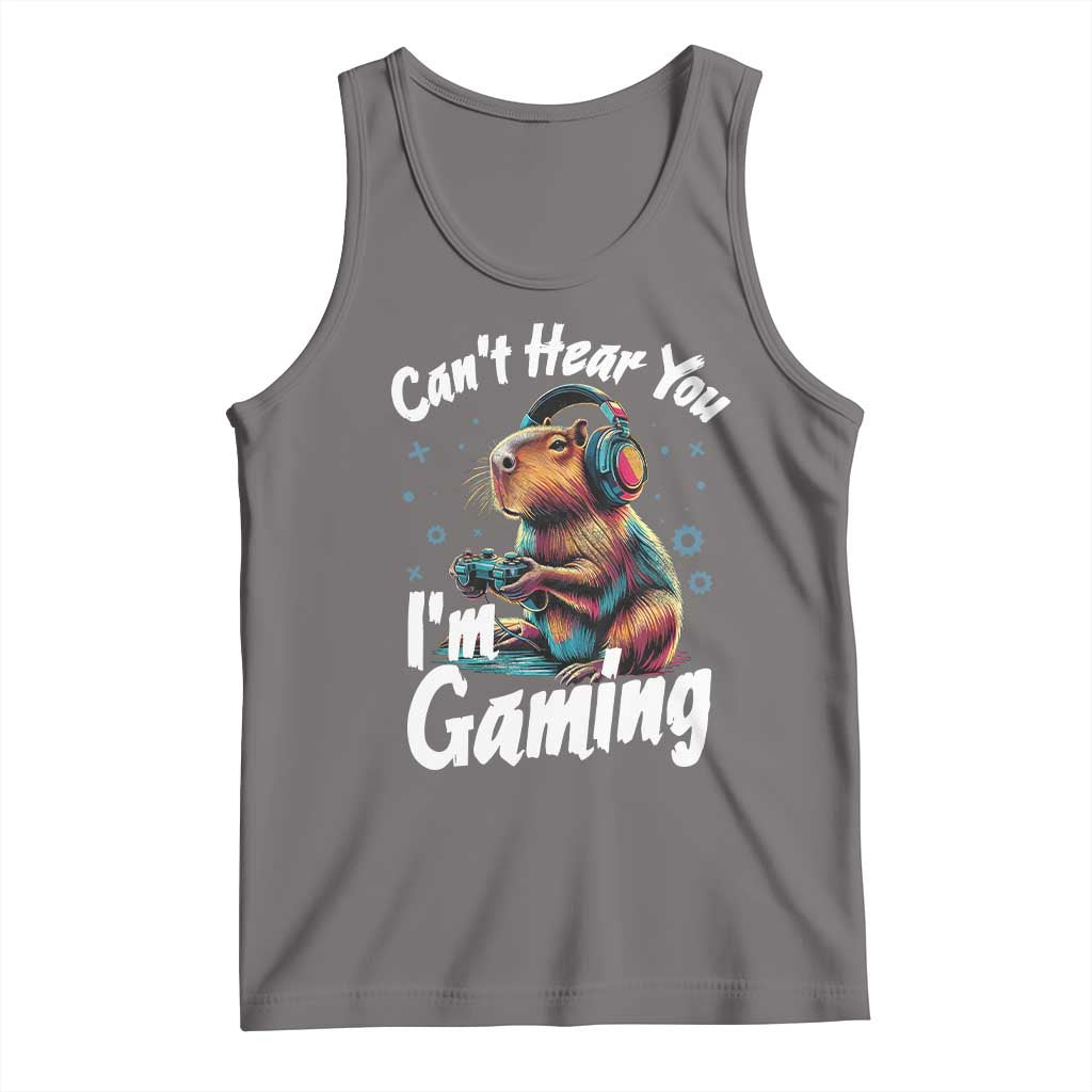 Funny Gamer Capybara Tank Top Can Not Hear You I Am Gaming TS12 Deep Heather Print Your Wear