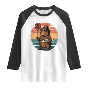 Funny Capybara Raglan Shirt Be Capy Do Not Worry For Animal Lovers TS12 White Black Print Your Wear