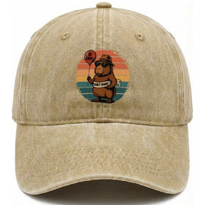 Funny Capybara Washed Cotton Baseball Cap Be Capy Do Not Worry For Animal Lovers TS12 Print Your Wear