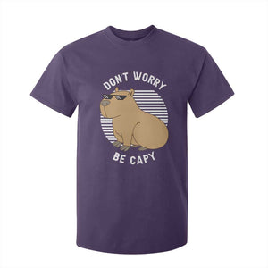 Funny Capybara T Shirt For Kid Do Not Worry Be Capy Chill Animal Lover Gift TS12 Purple Print Your Wear
