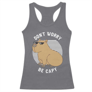 Funny Capybara Racerback Tank Top Do Not Worry Be Capy Chill Animal Lover Gift TS12 Charcoal Print Your Wear