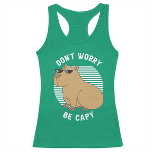 Funny Capybara Racerback Tank Top Do Not Worry Be Capy Chill Animal Lover Gift TS12 Irish Green Print Your Wear
