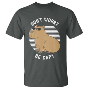 Funny Capybara T Shirt Do Not Worry Be Capy Chill Animal Lover Gift TS12 Dark Heather Print Your Wear