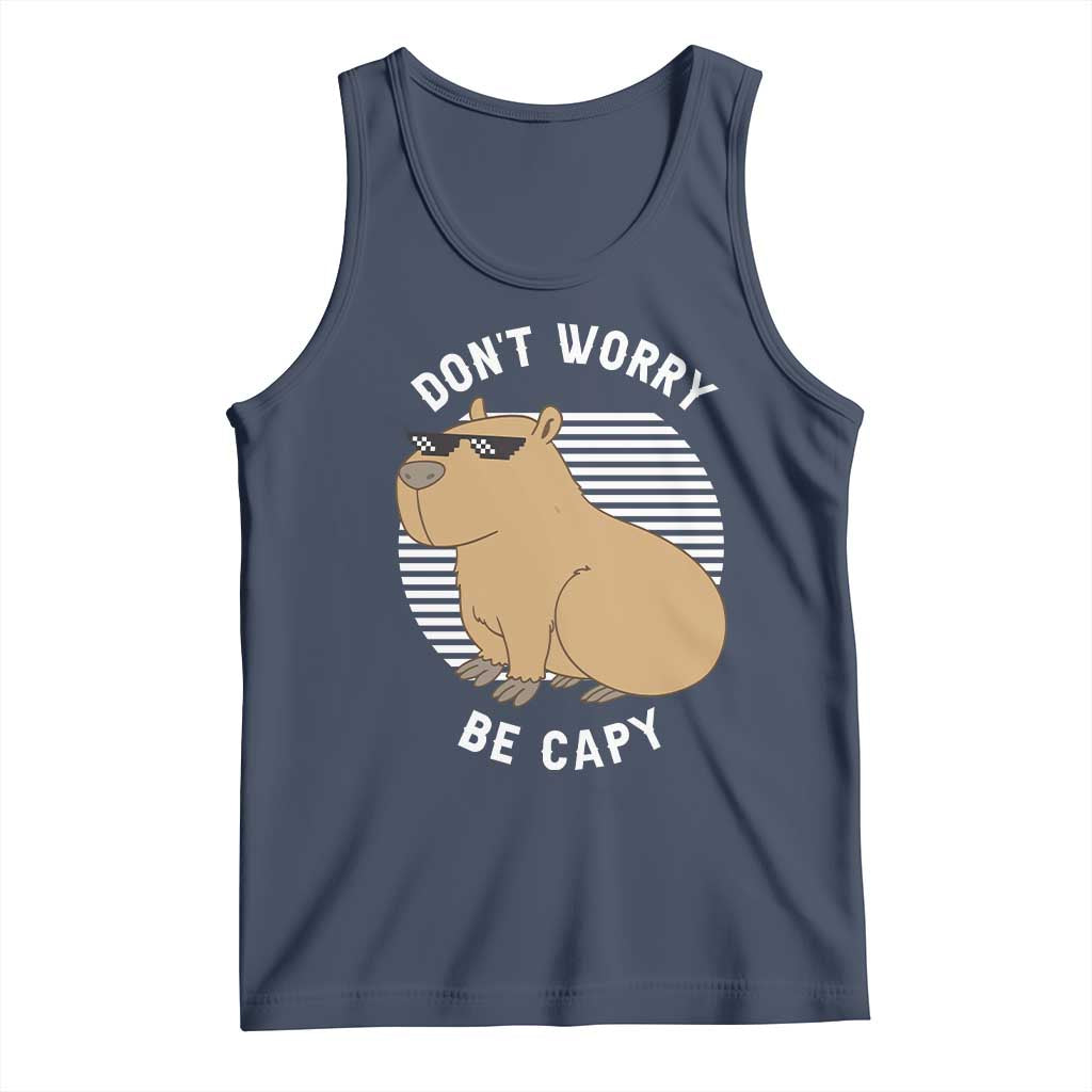 Funny Capybara Tank Top Do Not Worry Be Capy Chill Animal Lover Gift TS12 Navy Print Your Wear
