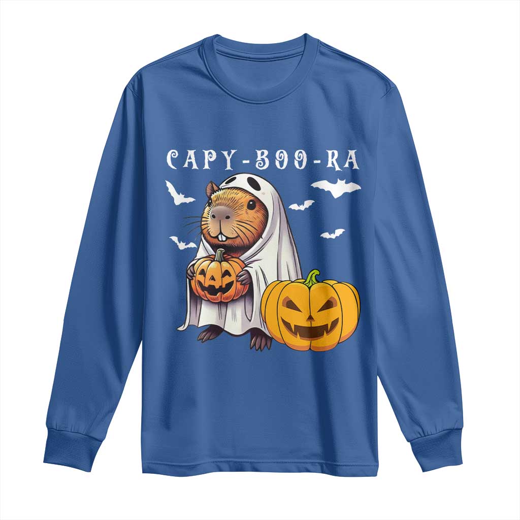 Funny Halloween Capy Boo Ra Long Sleeve Shirt Cute Capybara Boo Ghost TS12 Royal Blue Print Your Wear