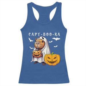Funny Halloween Capy Boo Ra Racerback Tank Top Cute Capybara Boo Ghost TS12 Royal Blue Print Your Wear