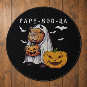 Funny Halloween Capy Boo Ra Round Rug Cute Capybara Boo Ghost