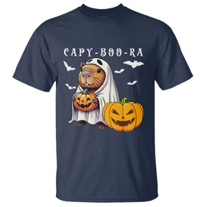 Funny Halloween Capy Boo Ra T Shirt Cute Capybara Boo Ghost TS12 Navy Print Your Wear