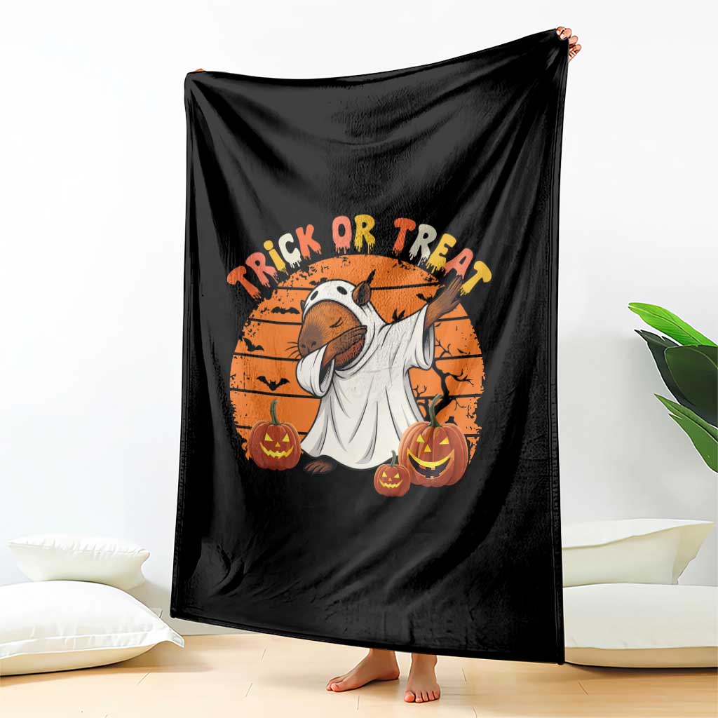 Funny Capybara Halloween Throw Blanket Trick Or Treat Cute Cappy Boo Ghost TS12 Print Your Wear