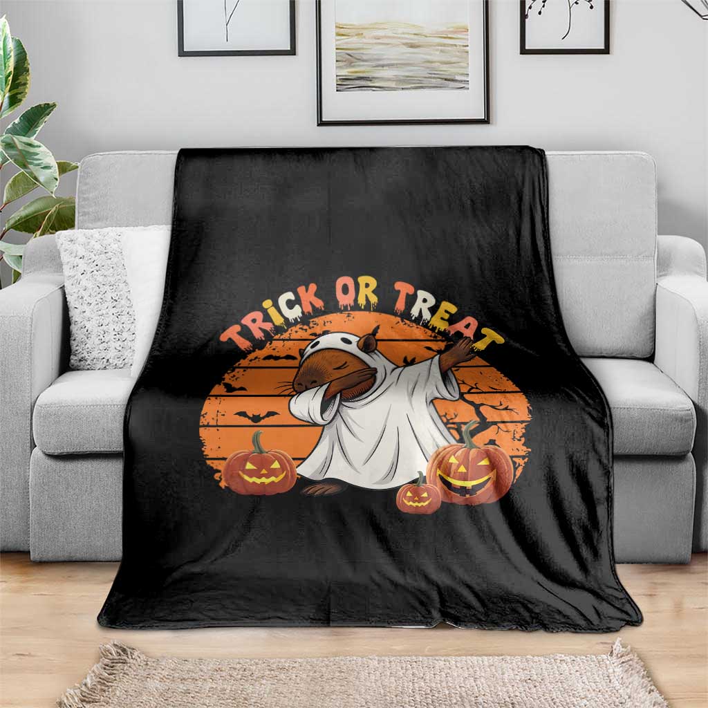 Funny Capybara Halloween Throw Blanket Trick Or Treat Cute Cappy Boo Ghost TS12 Print Your Wear