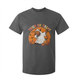 Funny Capybara Halloween T Shirt For Kid Trick Or Treat Cute Cappy Boo Ghost TS12 Dark Heather Print Your Wear
