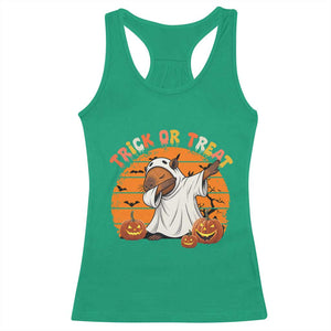 Funny Capybara Halloween Racerback Tank Top Trick Or Treat Cute Cappy Boo Ghost TS12 Irish Green Print Your Wear