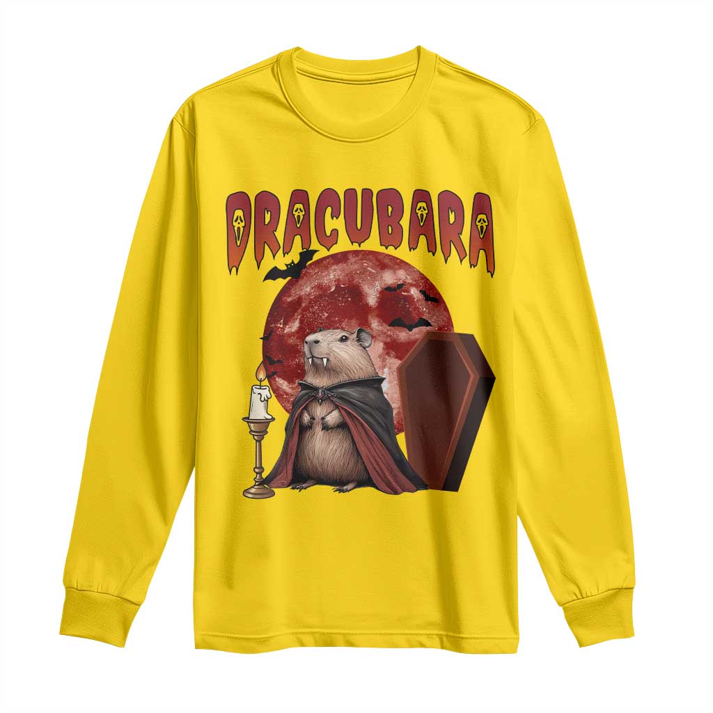 Halloween Capybara Long Sleeve Shirt Funny Dracubara In Dracula Outfit TS12 Daisy Print Your Wear