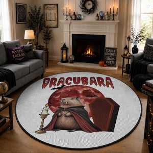 Halloween Capybara Round Rug Funny Dracubara In Dracula Outfit