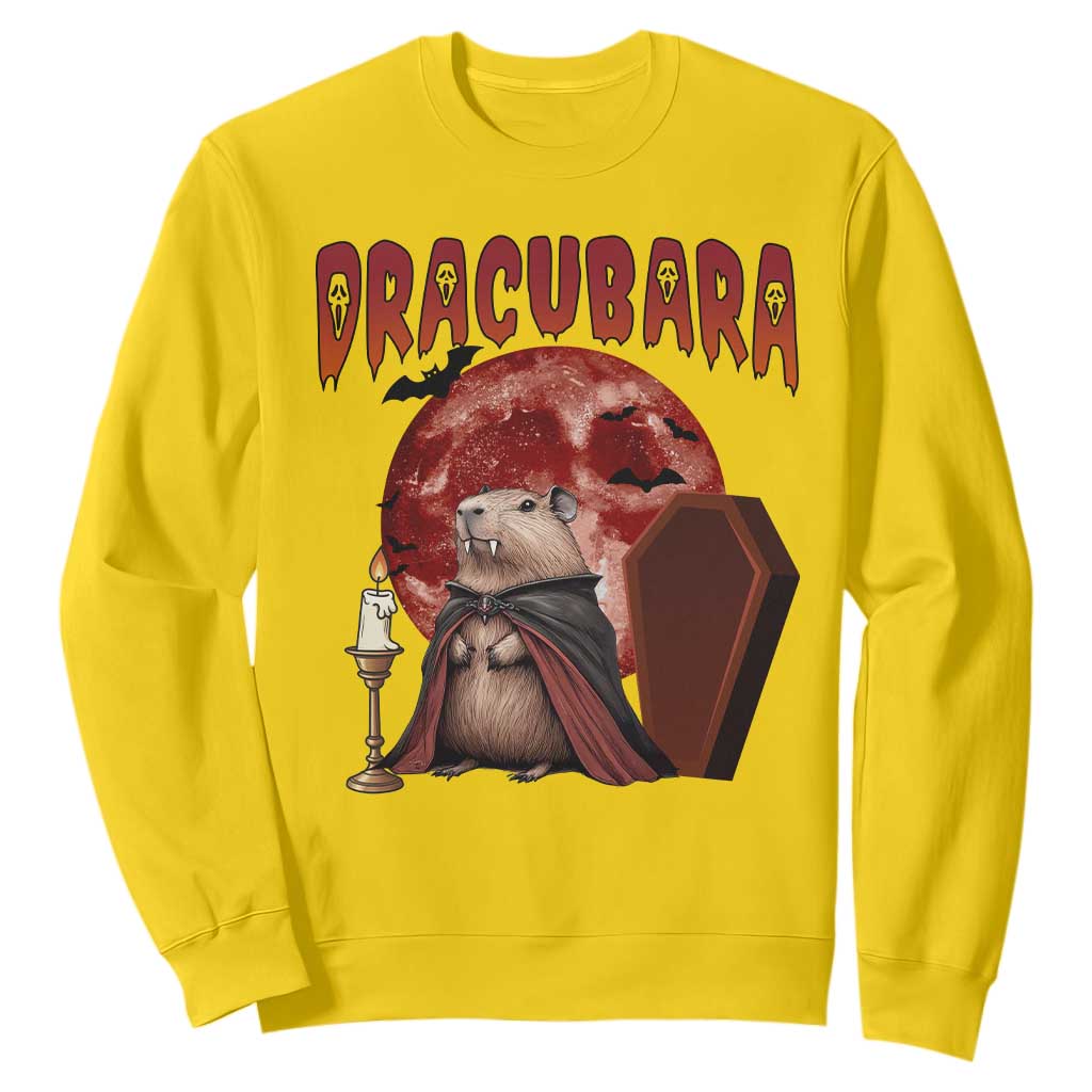 Halloween Capybara Sweatshirt Funny Dracubara In Dracula Outfit TS12 Daisy Print Your Wear