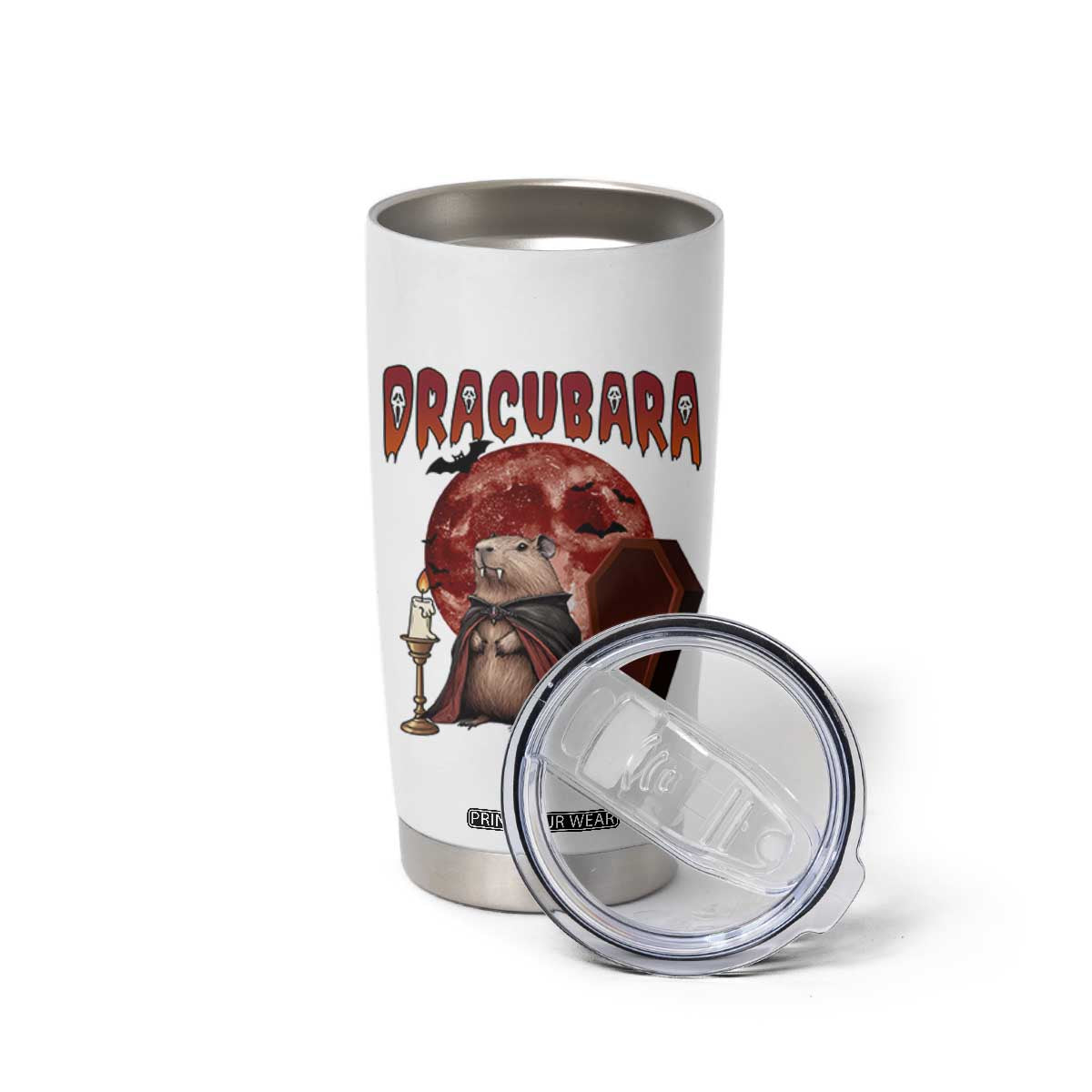 Halloween Capybara Tumbler Cup Funny Dracubara In Dracula Outfit TS12 Print Your Wear