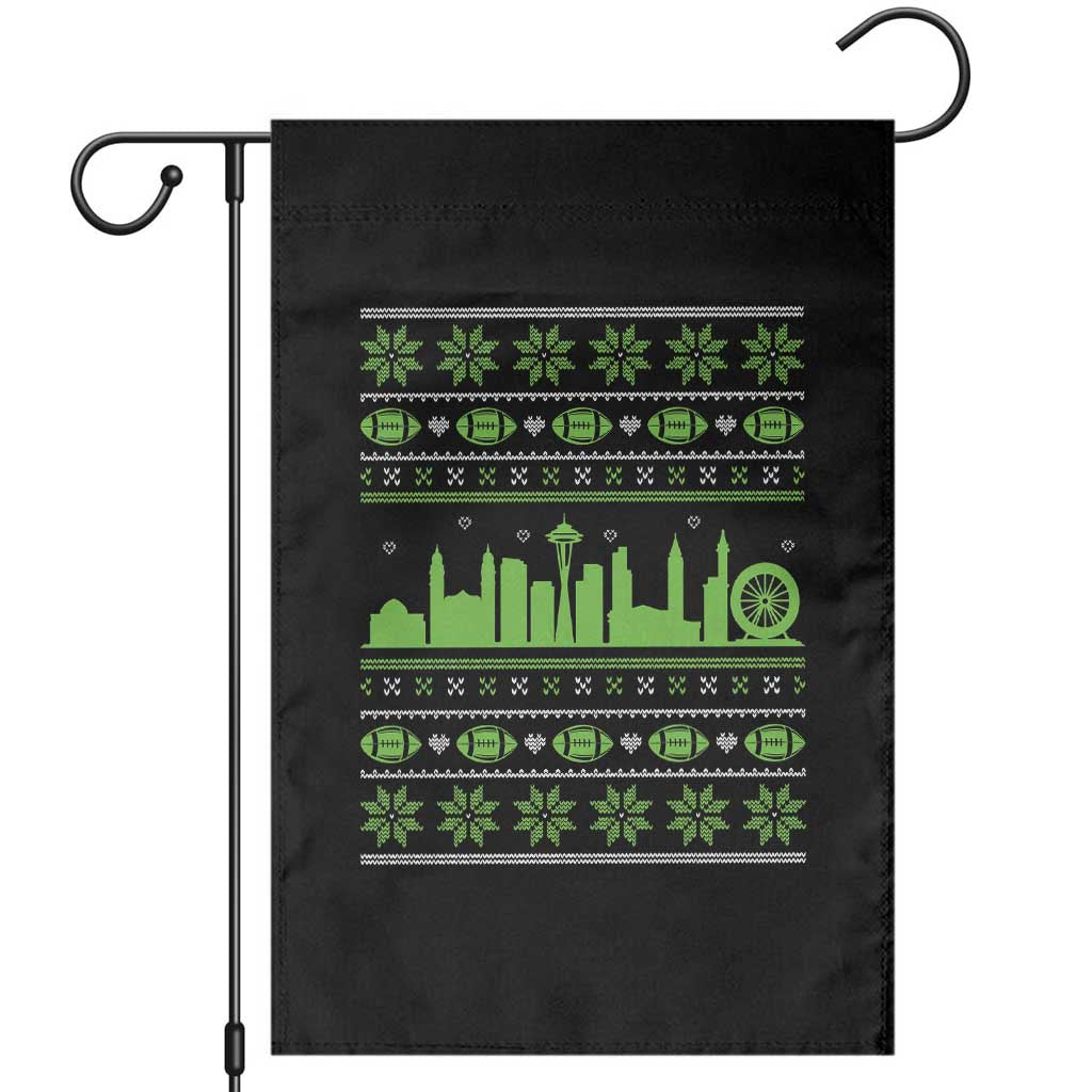 Seattle Skyline Game Day Garden Flag Ugly Christmas Football Fan Gift TS12 Black Print Your Wear