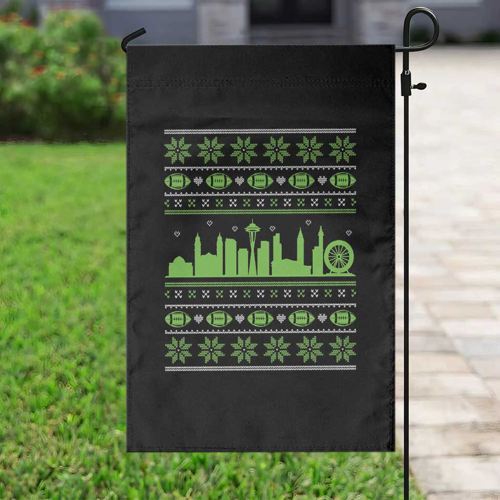 Seattle Skyline Game Day Garden Flag Ugly Christmas Football Fan Gift TS12 Print Your Wear