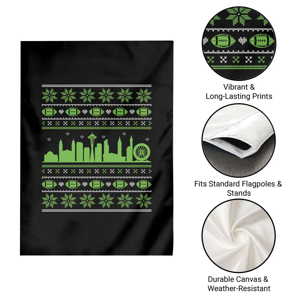 Seattle Skyline Game Day Garden Flag Ugly Christmas Football Fan Gift TS12 Print Your Wear