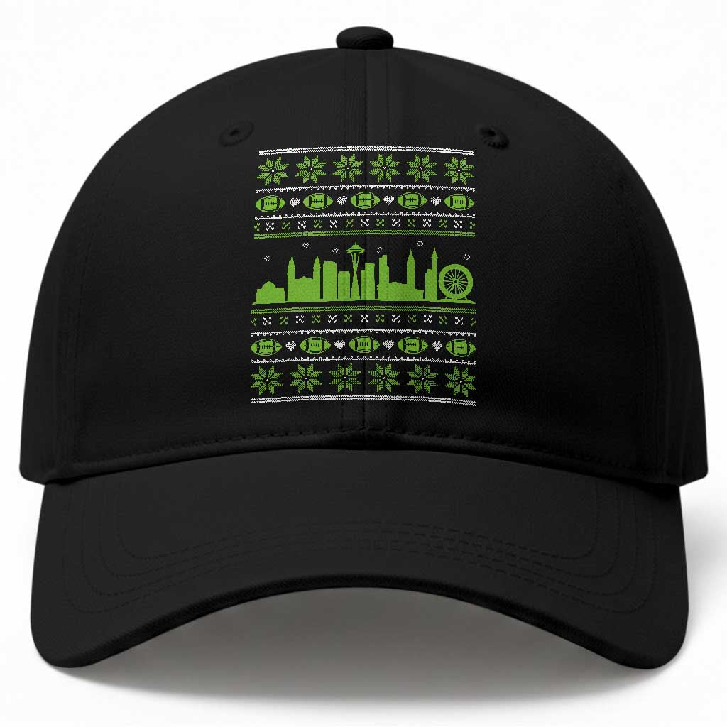 Seattle Skyline Game Day Baseball Cap Ugly Christmas Football Fan Gift TS12 Print Your Wear
