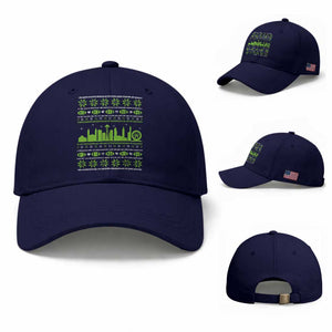 Seattle Skyline Game Day Baseball Cap Ugly Christmas Football Fan Gift TS12 Baseball Cap Universal Fit Dark Blue Print Your Wear