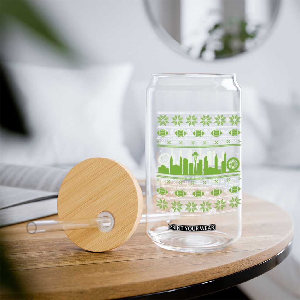 Seattle Skyline Game Day Glass Can Ugly Christmas Football Fan Gift TS12 Print Your Wear