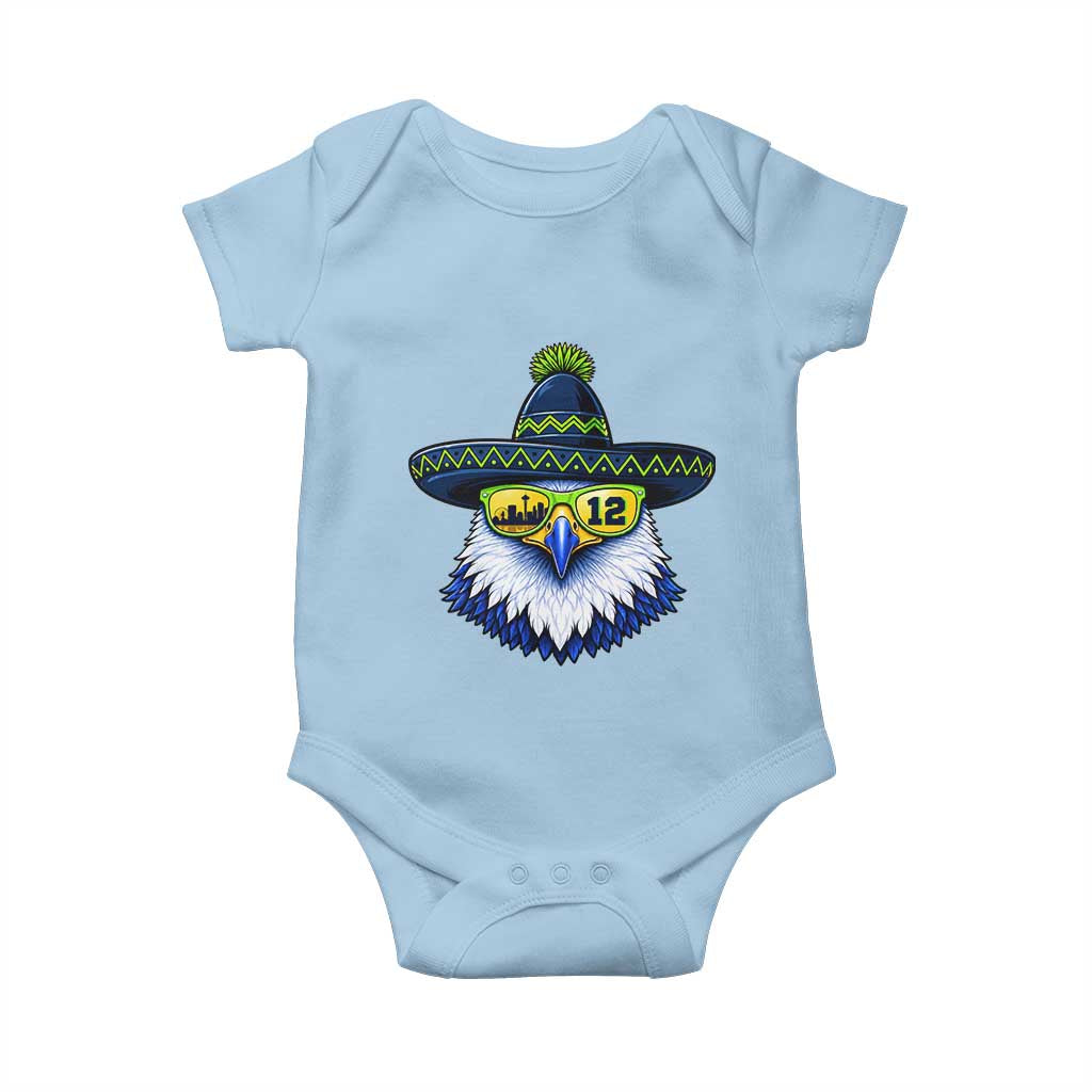 Sombrero Eagle With Neon Skyline Sunglasses Baby Onesie Emerald City Pride TS12 Light Blue Print Your Wear