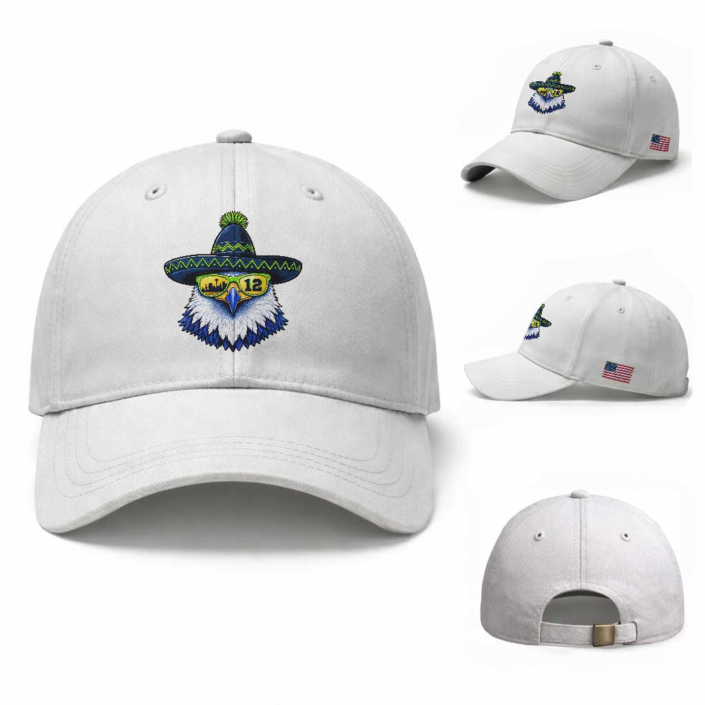 Sombrero Eagle With Neon Skyline Sunglasses Baseball Cap Emerald City Pride TS12 Baseball Cap Universal Fit White Print Your Wear