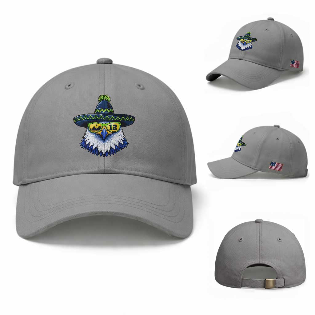 Sombrero Eagle With Neon Skyline Sunglasses Baseball Cap Emerald City Pride TS12 Baseball Cap Universal Fit Sport Gray Print Your Wear
