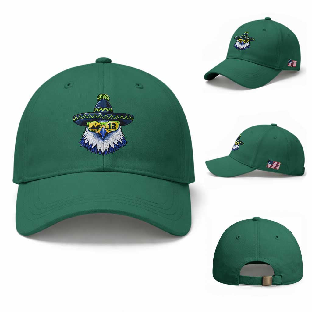 Sombrero Eagle With Neon Skyline Sunglasses Baseball Cap Emerald City Pride TS12 Baseball Cap Universal Fit Irish Green Print Your Wear