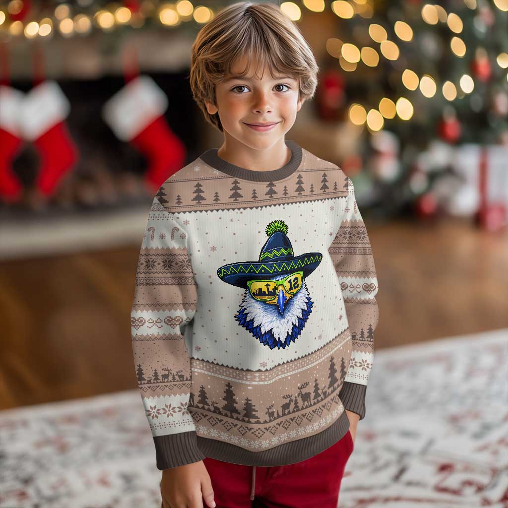Sombrero Eagle With Neon Skyline Sunglasses Ugly Christmas Sweater Emerald City Pride TS12 Mocha Mousse Print Your Wear