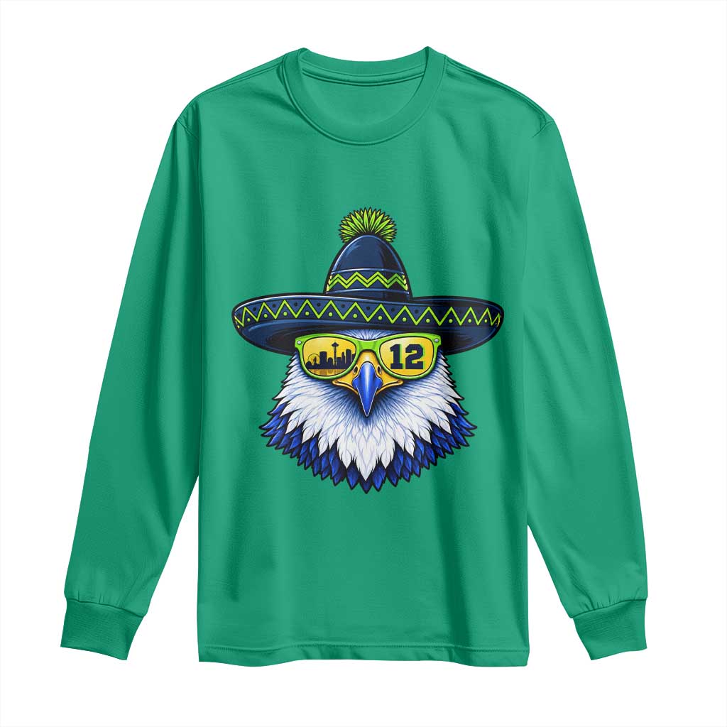 Sombrero Eagle With Neon Skyline Sunglasses Long Sleeve Shirt Emerald City Pride TS12 Irish Green Print Your Wear