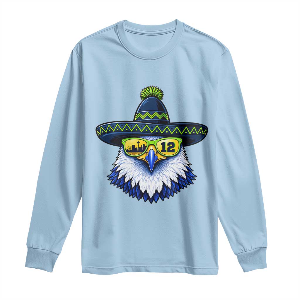 Sombrero Eagle With Neon Skyline Sunglasses Long Sleeve Shirt Emerald City Pride TS12 Light Blue Print Your Wear