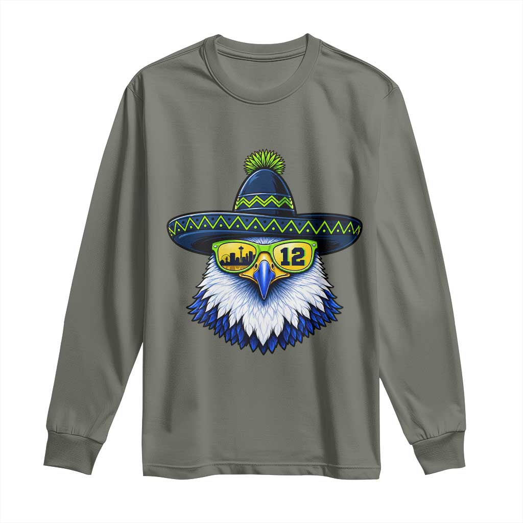 Sombrero Eagle With Neon Skyline Sunglasses Long Sleeve Shirt Emerald City Pride TS12 Military Green Print Your Wear