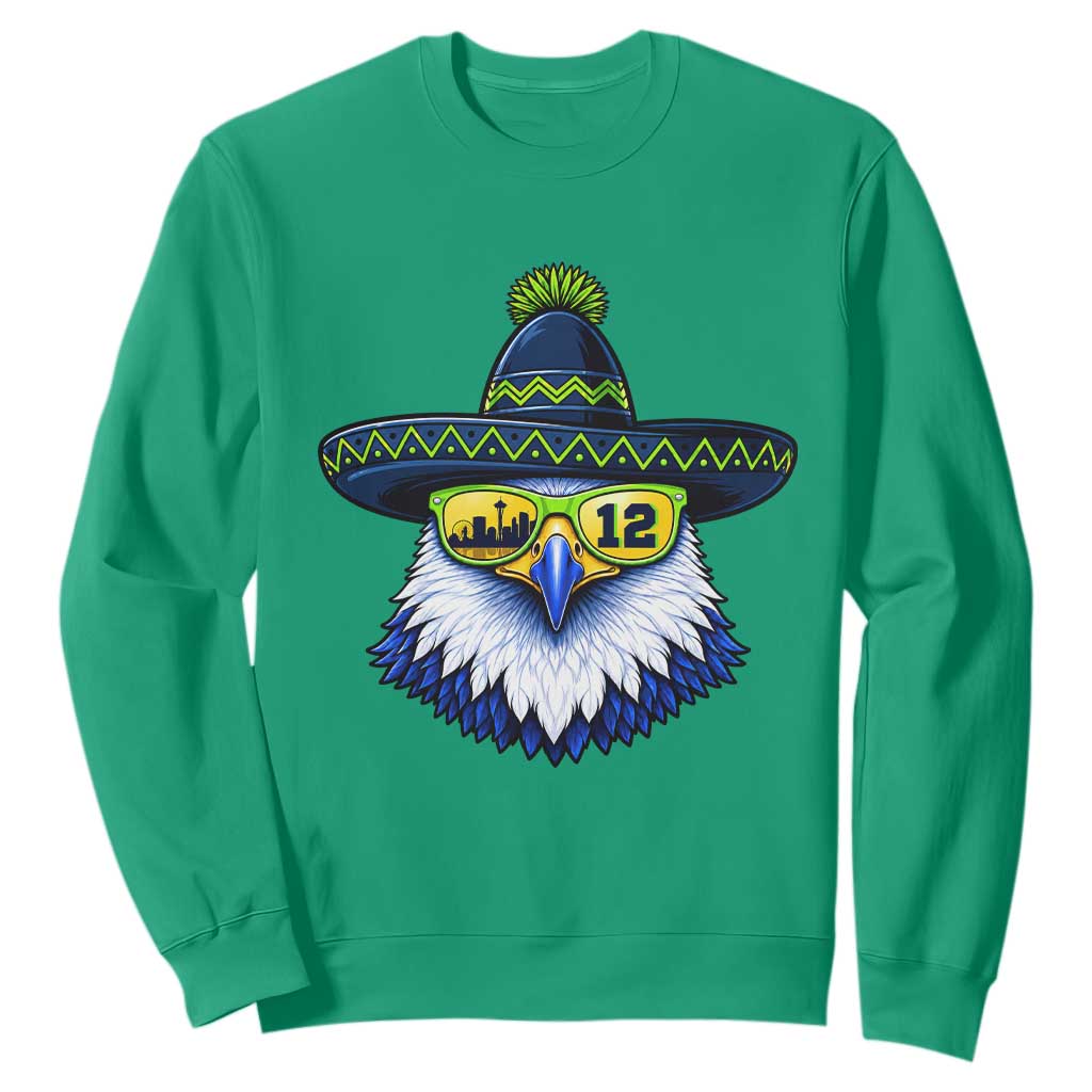Sombrero Eagle With Neon Skyline Sunglasses Sweatshirt Emerald City Pride TS12 Irish Green Print Your Wear