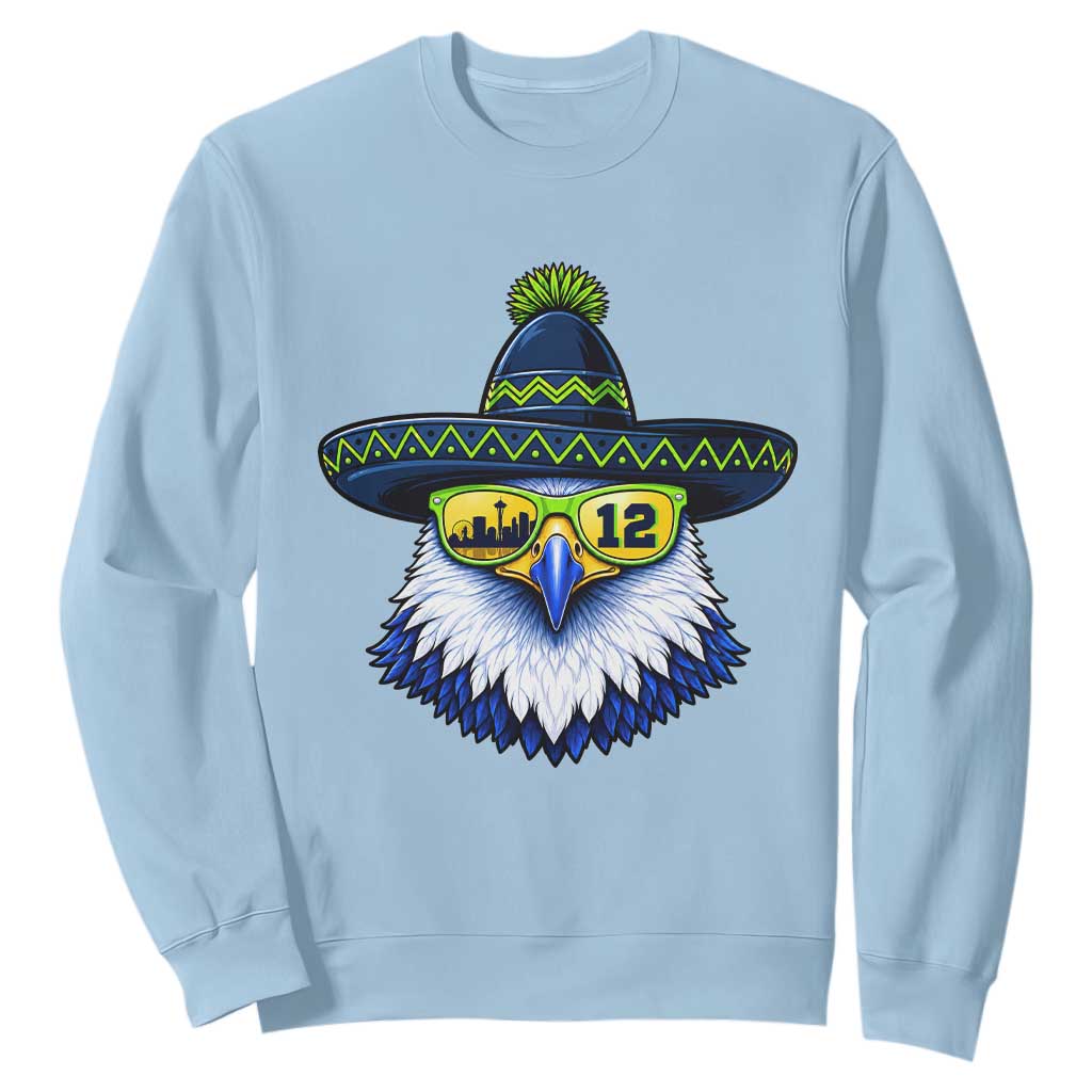 Sombrero Eagle With Neon Skyline Sunglasses Sweatshirt Emerald City Pride TS12 Light Blue Print Your Wear
