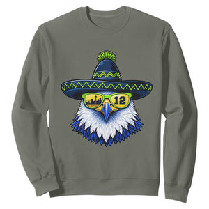 Sombrero Eagle With Neon Skyline Sunglasses Sweatshirt Emerald City Pride TS12 Military Green Print Your Wear