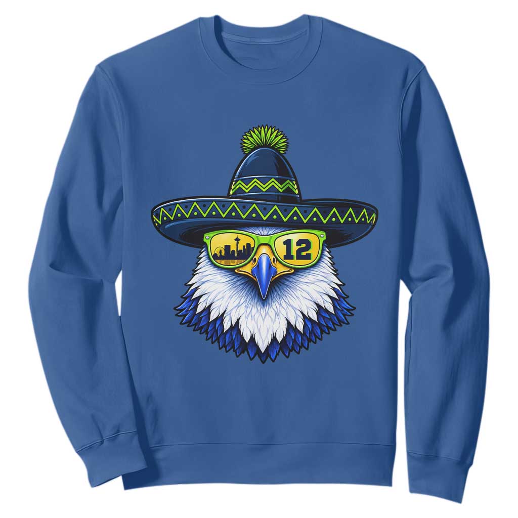 Sombrero Eagle With Neon Skyline Sunglasses Sweatshirt Emerald City Pride TS12 Royal Blue Print Your Wear