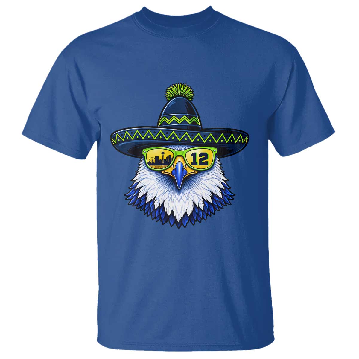 Sombrero Eagle With Neon Skyline Sunglasses T Shirt Emerald City Pride TS12 Royal Blue Print Your Wear