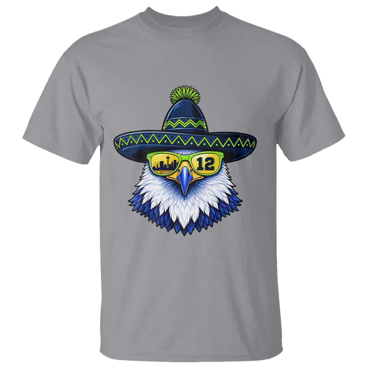 Sombrero Eagle With Neon Skyline Sunglasses T Shirt Emerald City Pride TS12 Sport Gray Print Your Wear